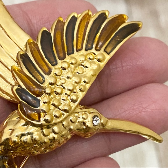Vintage Hummingbird in Flight Enamel Brooch - Picture 12 of 12
